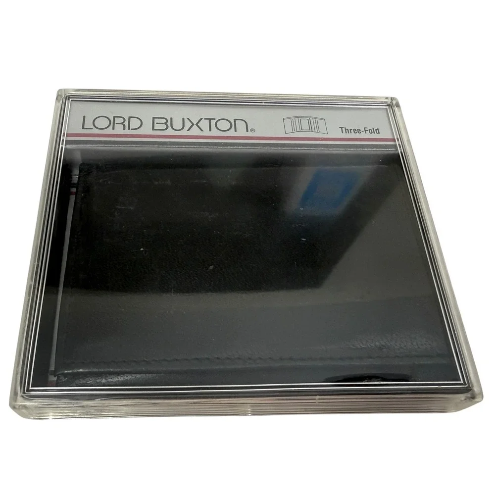 Vintage Lord Buxton Wallet Genuine Kidskin Leather Three-Fold Black New in Box